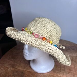 Cappelli Straworld Natural Straw Sun Hat with Multicolor Bead Trim